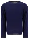 BRUNELLO CUCINELLI BLUE LIGHTWEIGHT CASHMERE AND SILK CREW-NECK SWEATER FOR MEN