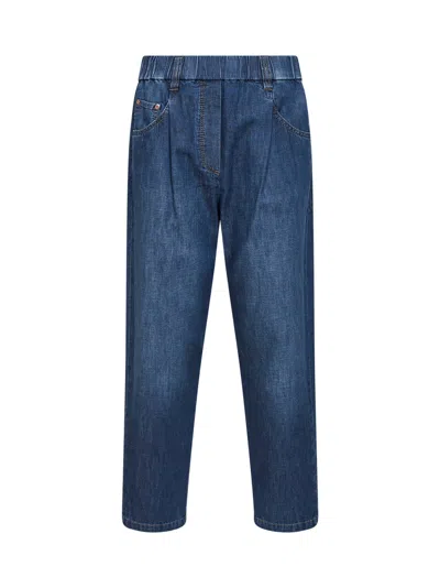 Brunello Cucinelli Women Blue Lightweight Denim Five-pocket Trousers