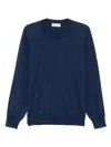 Brunello Cucinelli Cashmere Crewneck Sweater With Ribbed Finish In Blue