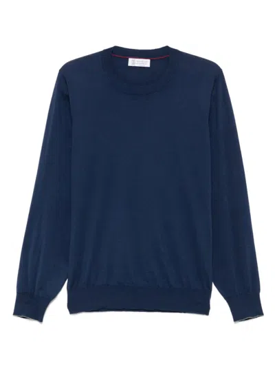 BRUNELLO CUCINELLI BLUE LIGHTWEIGHT SWEATER