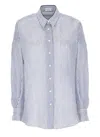 Brunello Cucinelli Blue Linen And Silk Shirt