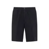Brunello Cucinelli Elastic Waistband Linen Bermuda Shorts In Blue