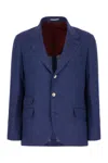 Brunello Cucinelli Linen Blazer Jacket In Denim