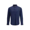 Brunello Cucinelli Linen Cotton Blend Shirt Button Down In Blue