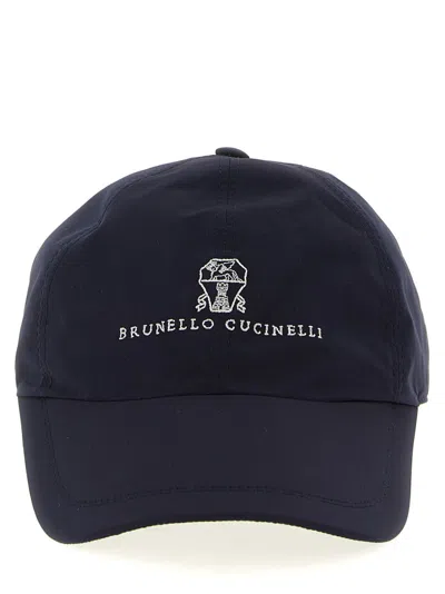 Brunello Cucinelli Blue Logo Embroidery Baseaball Hat