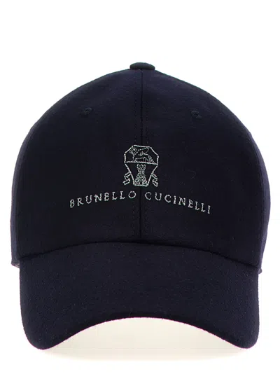 BRUNELLO CUCINELLI BLUE LOGO EMBROIDERY CAP