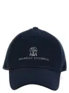 Brunello Cucinelli Men Logo Embroidery Baseball Cap In Blue