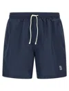 Brunello Cucinelli Straight-leg Mid-length Logo-embroidered Swim Shorts In Blue