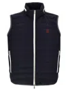 Brunello Cucinelli Gilet In Navy Blue With Front Two-way Zip Fastening In Blue