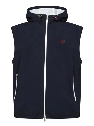 Brunello Cucinelli Blue Logo Windbreaker Vest