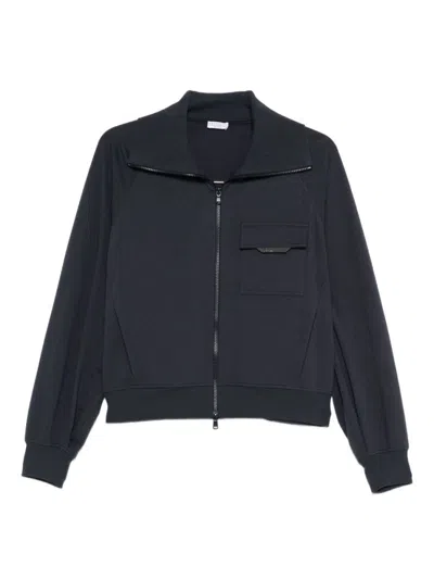 BRUNELLO CUCINELLI BLUE LONG SLEEVES ZIPPED SWEATSHIRT