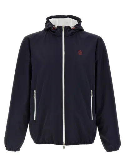 BRUNELLO CUCINELLI BLUE NYLON BLOUSON JACKET