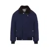 Brunello Cucinelli Tailored Feather Down Jacket With Sheepskin Collar In Blue