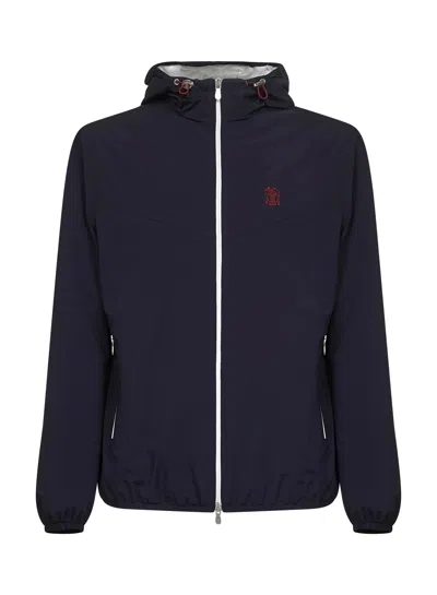 Brunello Cucinelli Blue Nylon Hooded Jacket