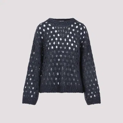 BRUNELLO CUCINELLI BLUE OPENWORK PULLOVER