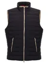 Brunello Cucinelli Quilted High Collar Sleeveless Vest With Side Zip Pockets In Blue