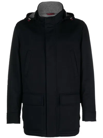 Brunello Cucinelli Blue Parka With Detachable Hoodie