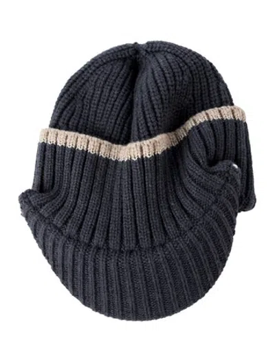 Pre-owned Brunello Cucinelli Blue Patterned Knit Baseball Cap  W/tags