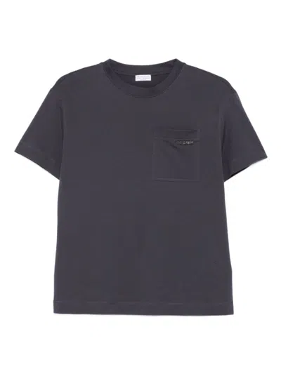 BRUNELLO CUCINELLI BLUE POCKET-DETAIL T-SHIRT