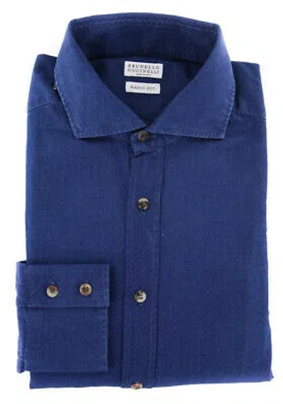 Pre-owned Brunello Cucinelli Blue Polka Dot Shirt - Full - S/s - (mg64828c49)