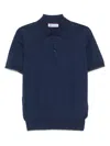 Brunello Cucinelli Blue Polo Shirt In Cotton Short-sleeves With Bottons