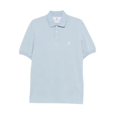 BRUNELLO CUCINELLI BRUNELLO CUCINELLI BLUE POLO SHIRTS MEN