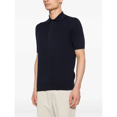 Brunello Cucinelli Blue Polo Shirts Men In Black