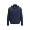 Brunello Cucinelli Technical Blouson Jacket High Collar Design In Blue