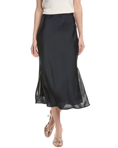 Brunello Cucinelli Blue Polyester Long Skirt In Black