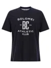 Brunello Cucinelli Graphic Print Crew Neck T-shirt With Side Slits In Black