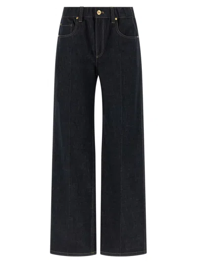 Brunello Cucinelli Monile-back Wide-leg High-waisted Jeans For Women In Animal Print
