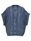 Brunello Cucinelli Ribbed Net Sweater Sweaters And Cardigans Blue