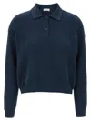 Brunello Cucinelli Ribbed Knit Sweater Polo Collar In Blue