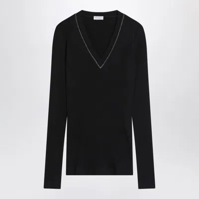 BRUNELLO CUCINELLI BRUNELLO CUCINELLI  BLUE RIBBED WOOL SWEATER