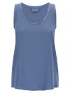 Brunello Cucinelli Lightweight Sleeveless Round Neck Satin Top In Blue
