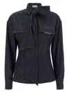 Brunello Cucinelli Long-sleeved Denim Shirt With Bow