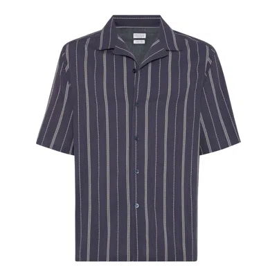 BRUNELLO CUCINELLI BRUNELLO CUCINELLI BLUE SHIRTS MEN