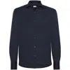 Brunello Cucinelli Men Silk And Cotton Blend Shirt In Blue