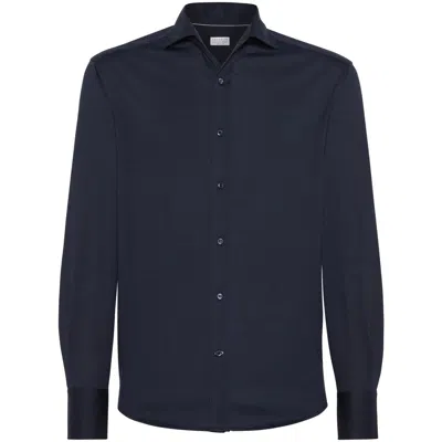 BRUNELLO CUCINELLI BRUNELLO CUCINELLI BLUE SHIRTS MEN