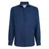 Brunello Cucinelli Men Linen Shirt In Blue