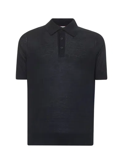Brunello Cucinelli Blue Silk And Cotton Extra-light Knit Polo Shirt