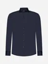 Brunello Cucinelli Men Silk And Cotton Jersey Shirt With Spread Collar