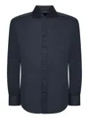 Brunello Cucinelli Slim-fit Cutaway-collar Silk And Cotton-blend Shirt In Blue