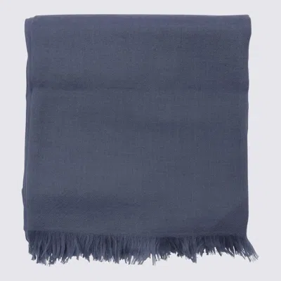 BRUNELLO CUCINELLI BLUE SILK SCARVES