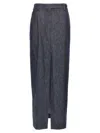 Brunello Cucinelli Skirt With Back Pockets And Front Slit In Blue