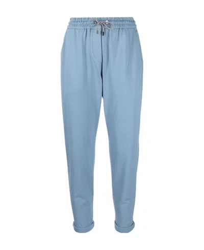 Brunello Cucinelli Blue Slim Rope Sweatpants