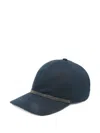 Brunello Cucinelli Blue Solid Baseball Hat In Burgundy