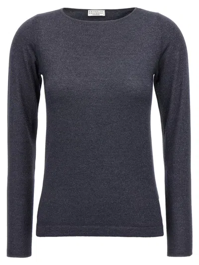 BRUNELLO CUCINELLI BLUE SPARKLING SWEATER