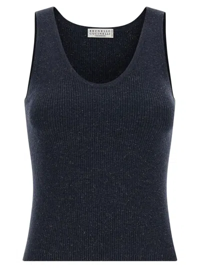 Brunello Cucinelli Blue Sparkling Tank Top