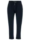 Brunello Cucinelli Blue Sports Pants With Drawstring In Cotton And Silk Woman In Blue